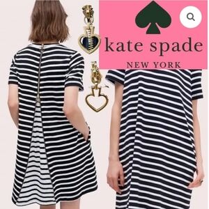 KATE SPADE New York Blue White Striped Weekend Shift Dress with Back Zip NWT